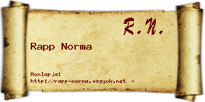 Rapp Norma névjegykártya